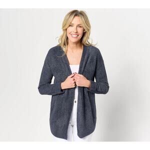 Barefoot Dreams CozyChic Lite Ribbed Cuff Coastline Cardigan Indigo,3X A629830